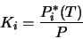\begin{displaymath}K_i = \frac{P^*_i(T)}{ P} \end{displaymath}