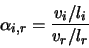 \begin{displaymath}\alpha_{i,r} = \frac{v_i/l_i}{v_r/l_r}
\end{displaymath}